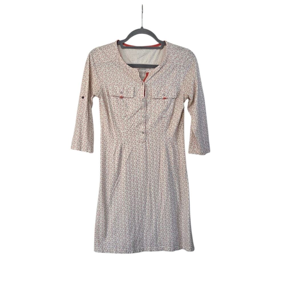 Patagonia Kamala Organic Cotton Henley Geometric Micro Print Mini Dress Small